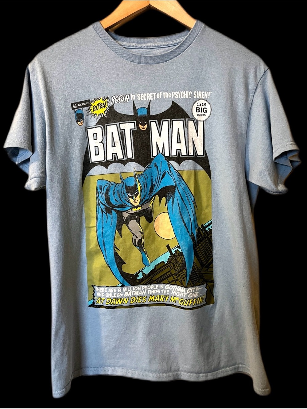 Batman Light Blue Comic Cover Short Sleeve Tee